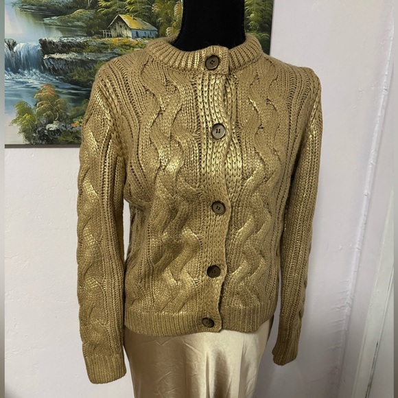 Zara Gold Cable Knit Cardigan - Picture 6 of 6